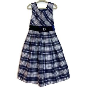 Girls Holiday Christmas Formal Dress Blue Silver 5